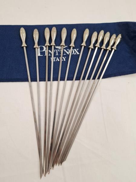 SET 12  SPIEDINI PESCE INOX