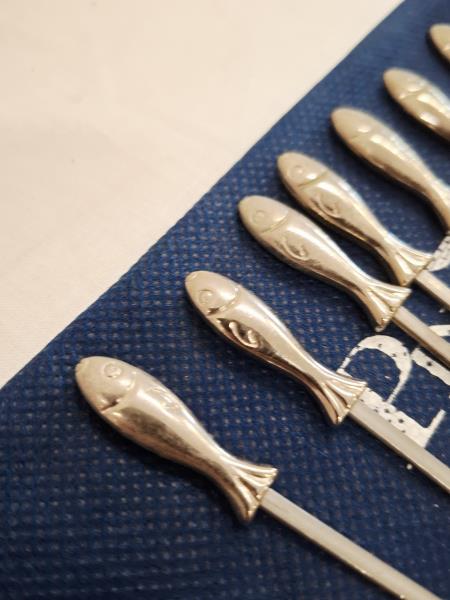 SET 12  SPIEDINI PESCE INOX