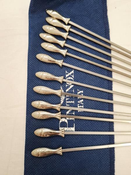 SET 12  SPIEDINI PESCE INOX