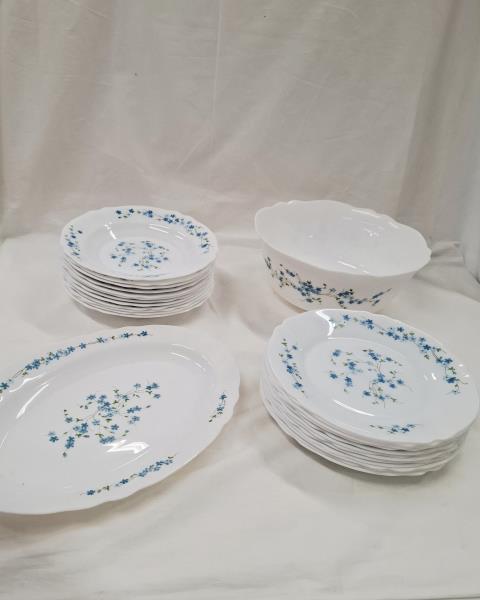 SET 12+12+2 PIATTI ARCOPAL FIORELLINI AZZURRI