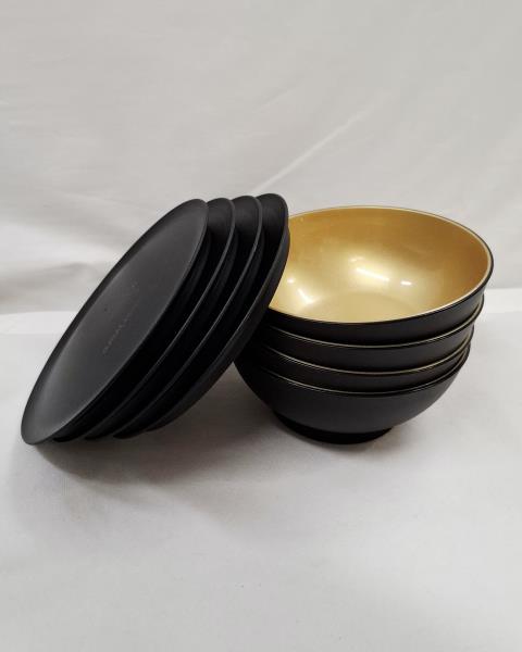 SET 4 CIOTOLINE TUPPERWARE NERE DORATE + COPERCHI