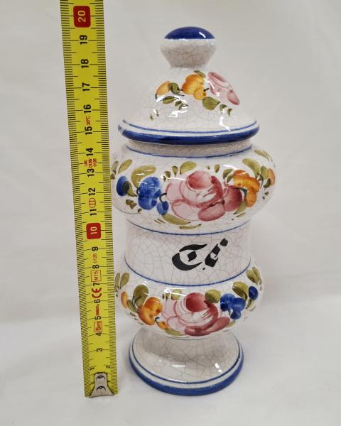 SET 5 BARATTOLI CUCINA CERAMICA FIORI ROSSI E BLU