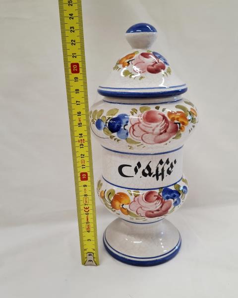 SET 5 BARATTOLI CUCINA CERAMICA FIORI ROSSI E BLU