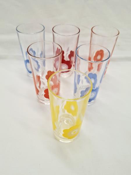 SET 6 BICCHIERI NUTELLA FIORI VINTAGE ANNI 70 