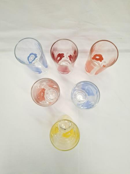 SET 6 BICCHIERI NUTELLA FIORI VINTAGE ANNI 70'