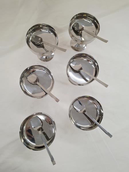 SET 6 COPPE GELATO ACCIAIO GAMBO DORATO CON CUCCHIAINI