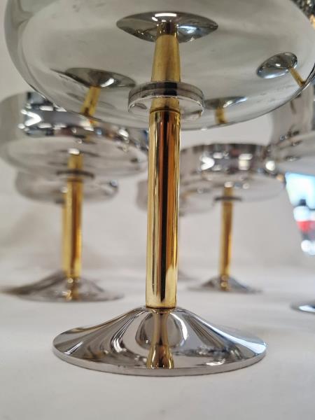 SET 6 COPPE GELATO ACCIAIO GAMBO DORATO CON CUCCHIAINI