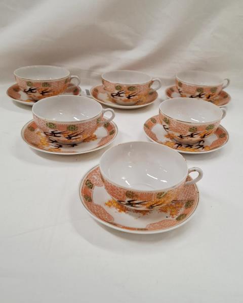 SET 6 TAZZE GIAPPONESI PORCELLANA RONDINI