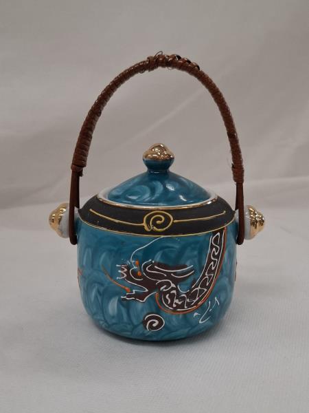 SET 6 TAZZINE SATSUMA MORIAGE FINE CHINA BLU CON ZUCCHERIERA