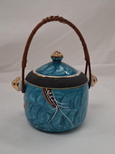 SET 6 TAZZINE SATSUMA MORIAGE FINE CHINA BLU CON ZUCCHERIERA