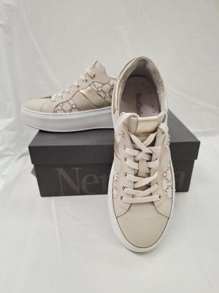 SNEAKERS NERO GIARDINI BEIGE DORATE N 38