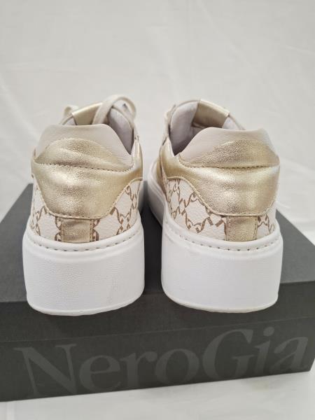 SNEAKERS NERO GIARDINI BEIGE DORATE N 38