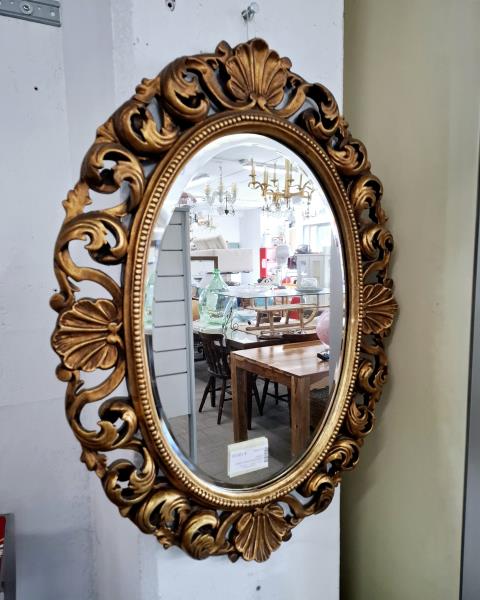 SPECCHIERA OVALE LEGNO DORATA