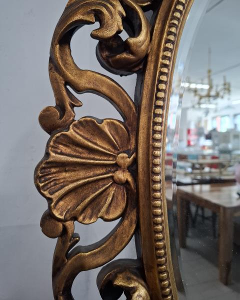 SPECCHIERA OVALE LEGNO DORATA