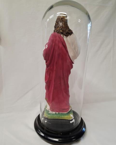 STATUA SACRO CUORE DI GESU' GESSO CUPOLA VETRO