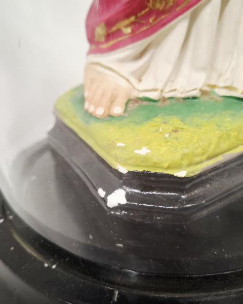 STATUA SACRO CUORE DI GESU' GESSO CUPOLA VETRO