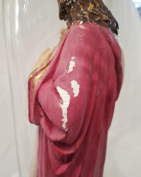 STATUA SACRO CUORE DI GESU' GESSO CUPOLA VETRO