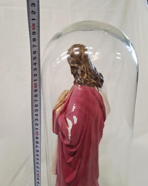 STATUA SACRO CUORE DI GESU' GESSO CUPOLA VETRO