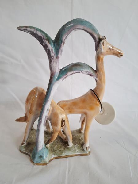 STATUINA COPPIA GIRAFFE VINTAGE F. MORI