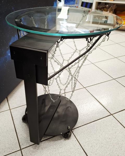 TAVOLINO CANESTRO PIANO VETRO CON ROTELLE