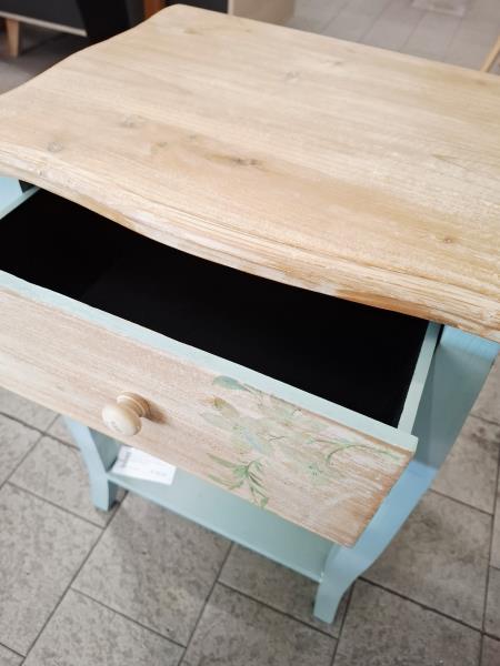TAVOLINO VERDE CASSETTO BEIGE FOGLIE