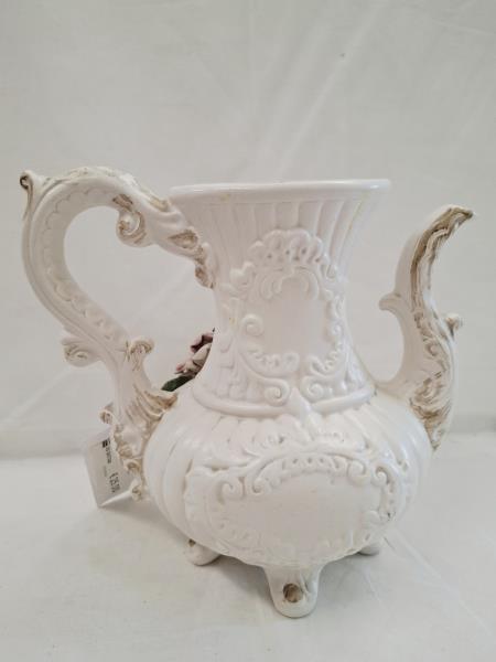 TEIERA CAPODIMONTE CERAMICA BIANCA FIORI