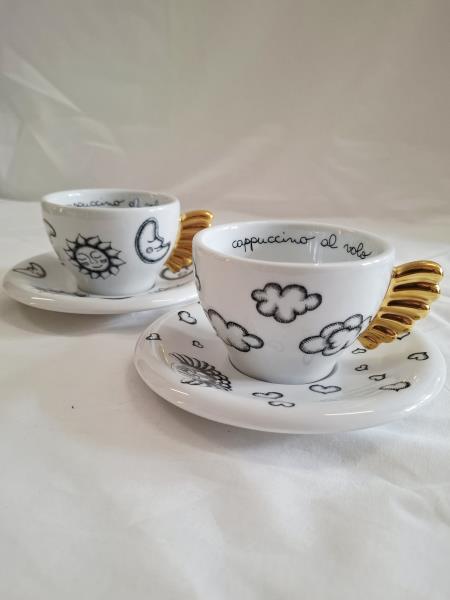 THUN COPPIA TAZZINE ALI DORATE CAPPUCCINO AL VOLO