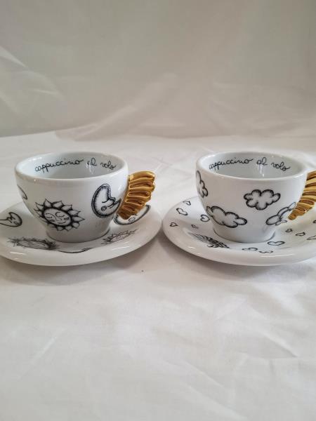 THUN COPPIA TAZZINE ALI DORATE CAPPUCCINO AL VOLO