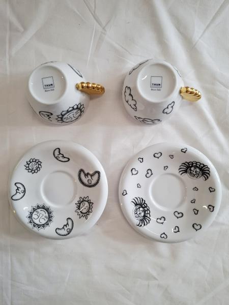 THUN COPPIA TAZZINE ALI DORATE CAPPUCCINO AL VOLO