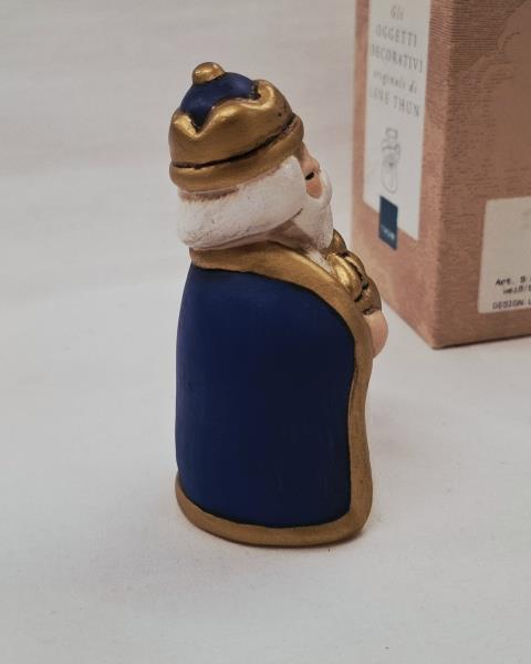 THUN STATUINA RE MAGIO BARBA PRESEPE CLASSICO MANTELLO BLU