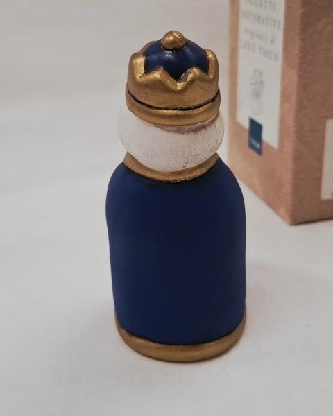 THUN STATUINA RE MAGIO BARBA PRESEPE CLASSICO MANTELLO BLU