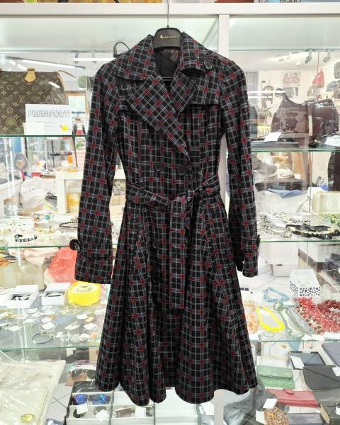 TRENCH PHARD FANTASIA SCACCHI NERO ROSSI TG XS