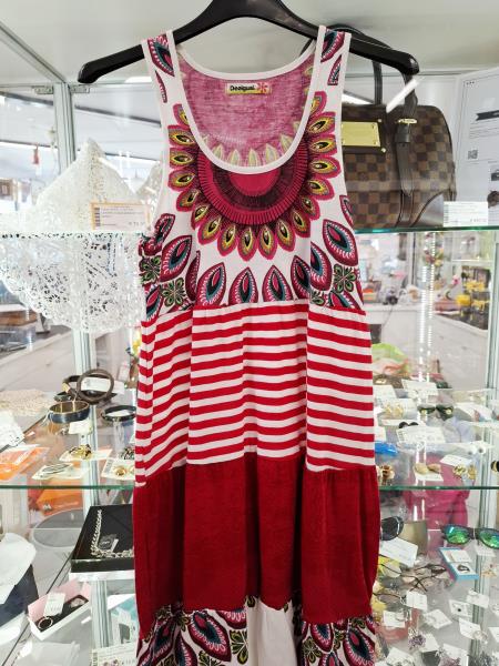 VESTITO DESIGUAL ROSSO FANTASIA FIORI TG 13/14 ANNI