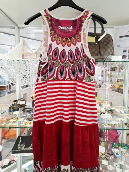 VESTITO DESIGUAL ROSSO FANTASIA FIORI TG 13/14 ANNI