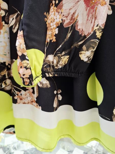 VESTITO GIAN VARGIAN NERO VERDE FANTASIA FIORI